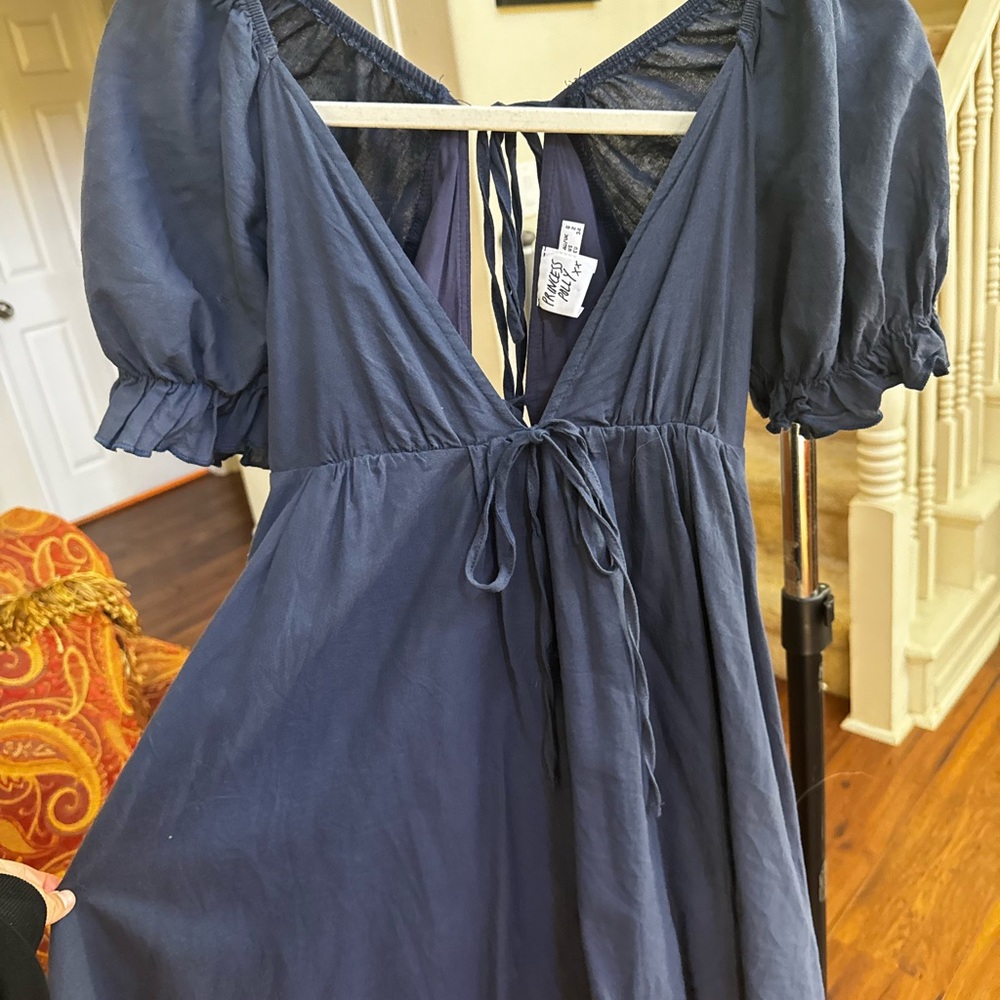 Princess Polly Navy Dress with Puff Sleeves